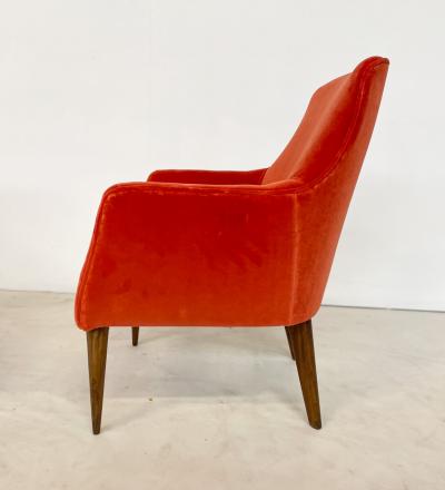 Pair of Italian Mid Century Red Velvet Armchairs