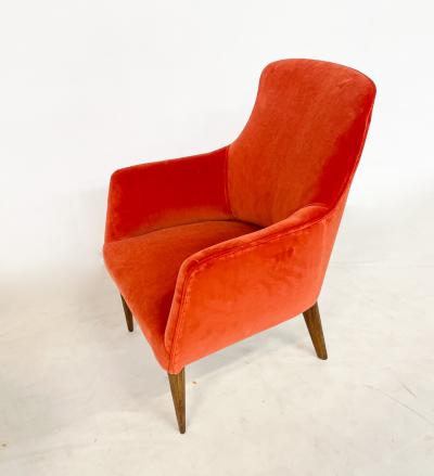 Pair of Italian Mid Century Red Velvet Armchairs