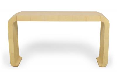 Pair of Italian Mid Century Style Parchment Console Tables