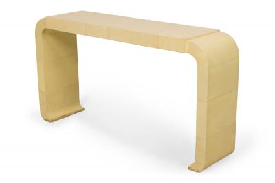 Pair of Italian Mid Century Style Parchment Console Tables