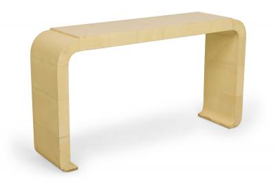 Pair of Italian Mid Century Style Parchment Console Tables