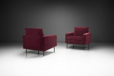 Pair of Italian Mid Century Upholstered Armchairs Italy 1960s