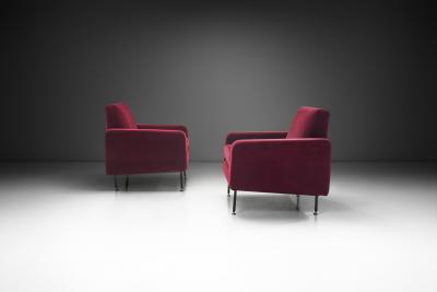 Pair of Italian Mid Century Upholstered Armchairs Italy 1960s