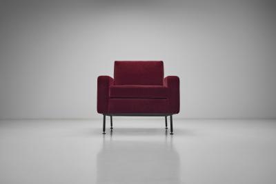 Pair of Italian Mid Century Upholstered Armchairs Italy 1960s