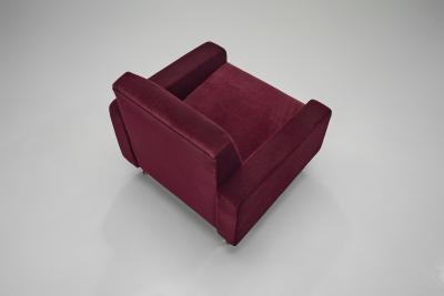 Pair of Italian Mid Century Upholstered Armchairs Italy 1960s