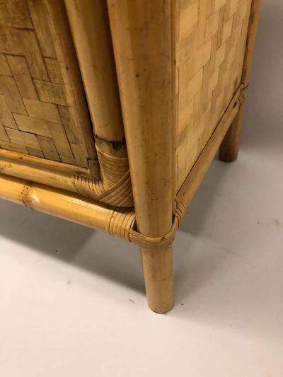 Pair of Italian Midcentury Bamboo and Rattan Nightstands or Side Tables