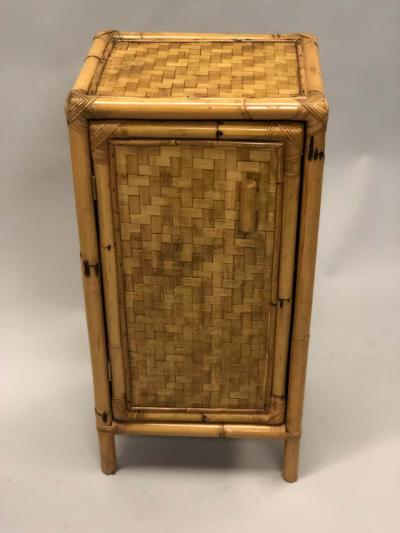 Pair of Italian Midcentury Bamboo and Rattan Nightstands or Side Tables