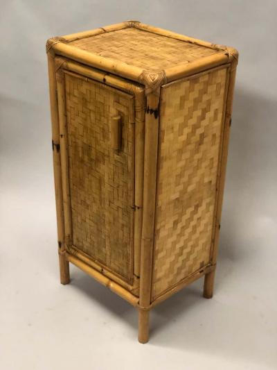 Pair of Italian Midcentury Bamboo and Rattan Nightstands or Side Tables