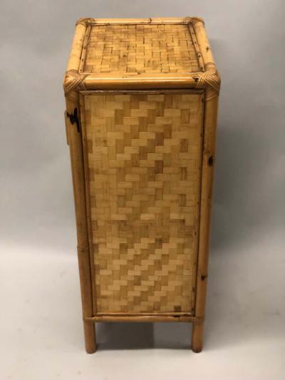 Pair of Italian Midcentury Bamboo and Rattan Nightstands or Side Tables