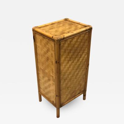 Pair of Italian Midcentury Bamboo and Rattan Nightstands or Side Tables
