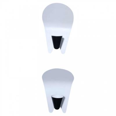 Pair of Italian Modern Black and White Enameled Reflector Wall Lights Sconces