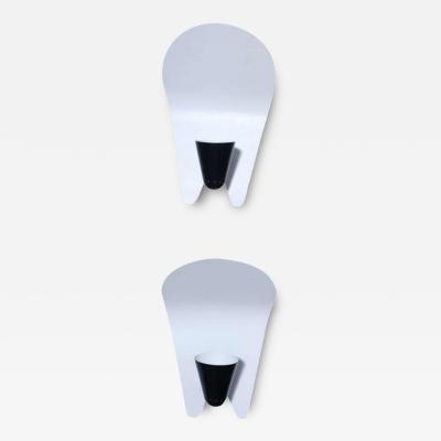Pair of Italian Modern Black and White Enameled Reflector Wall Lights Sconces