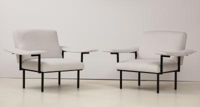 Pair of Italian Modern Iron Upholstered Armchairs
