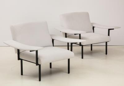 Pair of Italian Modern Iron Upholstered Armchairs