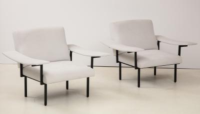Pair of Italian Modern Iron Upholstered Armchairs
