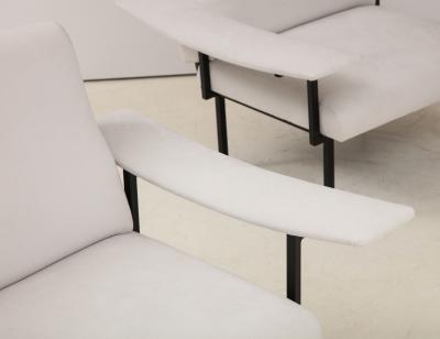 Pair of Italian Modern Iron Upholstered Armchairs