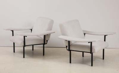 Pair of Italian Modern Iron Upholstered Armchairs