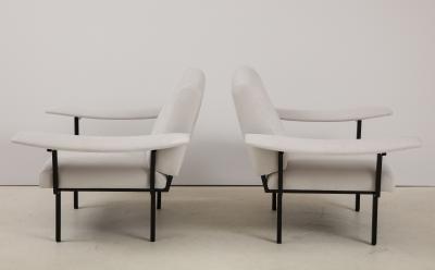 Pair of Italian Modern Iron Upholstered Armchairs