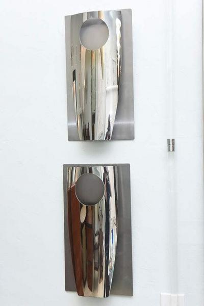 Pair of Italian Modern Polished Chrome and Stainless Steel Wall Lights Sconces