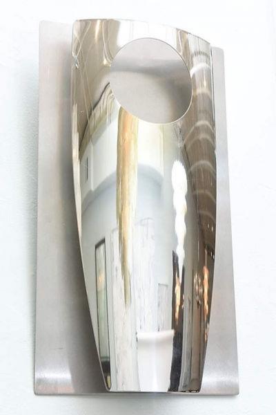 Pair of Italian Modern Polished Chrome and Stainless Steel Wall Lights Sconces