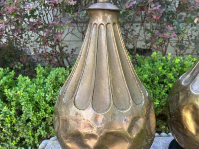 Pair of Italian Modernist Brass Lamps