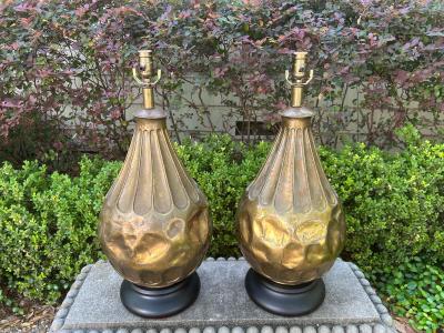Pair of Italian Modernist Brass Lamps