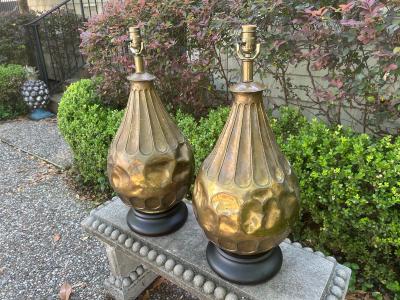Pair of Italian Modernist Brass Lamps