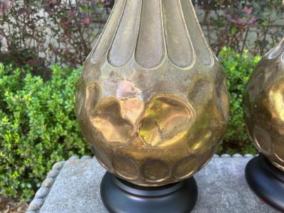 Pair of Italian Modernist Brass Lamps