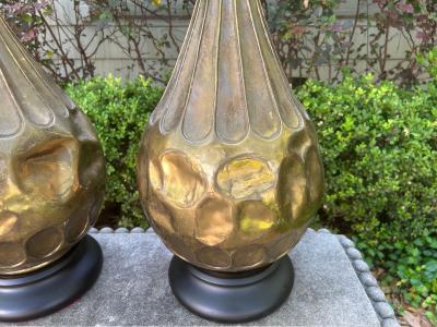 Pair of Italian Modernist Brass Lamps