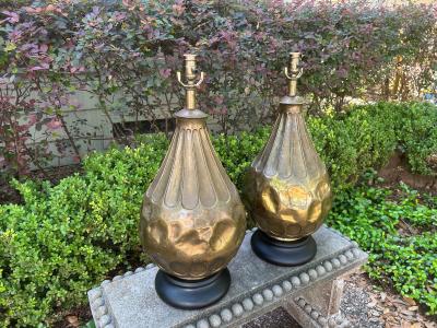 Pair of Italian Modernist Brass Lamps