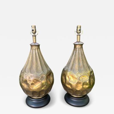 Pair of Italian Modernist Brass Lamps