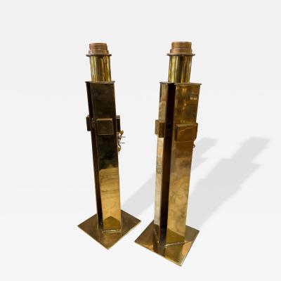 Pair of Italian Modernist Brass Table Lamps