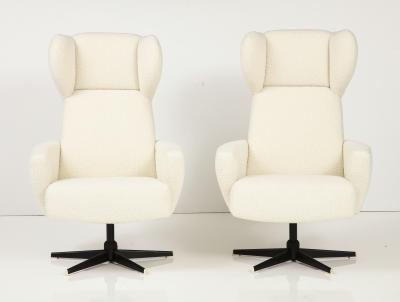 Pair of Italian Modernist High Back Swivel Chairs Italy circa 1960