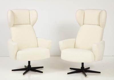 Pair of Italian Modernist High Back Swivel Chairs Italy circa 1960
