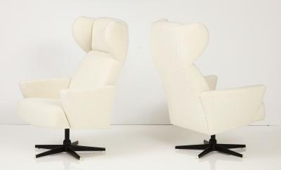 Pair of Italian Modernist High Back Swivel Chairs Italy circa 1960
