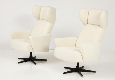 Pair of Italian Modernist High Back Swivel Chairs Italy circa 1960