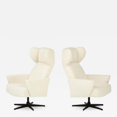 Pair of Italian Modernist High Back Swivel Chairs Italy circa 1960