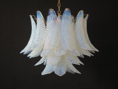 Pair of Italian Modernist Iridescent Murano Glass Chandelier 1980