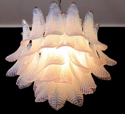 Pair of Italian Modernist Iridescent Murano Glass Chandelier 1980