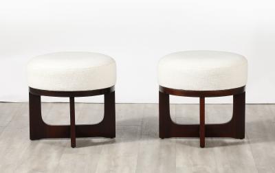 Pair of Italian Modernist Walnut Stools Italy circa 1960