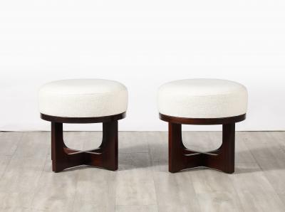 Pair of Italian Modernist Walnut Stools Italy circa 1960