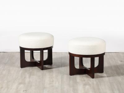 Pair of Italian Modernist Walnut Stools Italy circa 1960