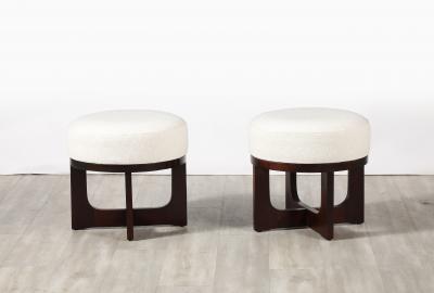 Pair of Italian Modernist Walnut Stools Italy circa 1960