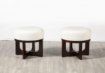 Pair of Italian Modernist Walnut Stools Italy circa 1960