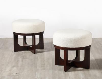 Pair of Italian Modernist Walnut Stools Italy circa 1960
