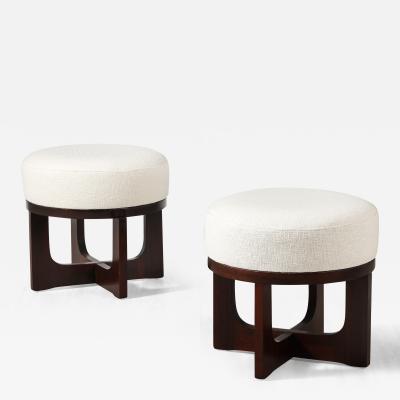 Pair of Italian Modernist Walnut Stools Italy circa 1960