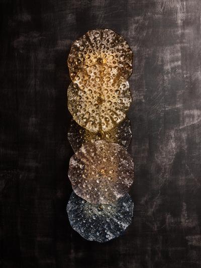 Pair of Italian Multicolor Murano Glass and Brass Wall Sconces
