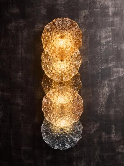 Pair of Italian Multicolor Murano Glass and Brass Wall Sconces