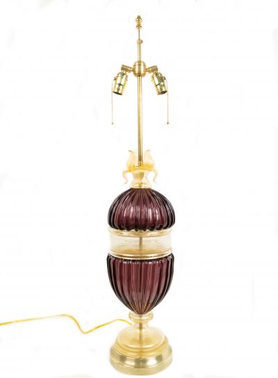 Pair of Italian Murano Amethyst Glass Table Lamps