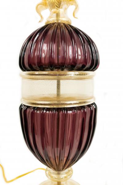 Pair of Italian Murano Amethyst Glass Table Lamps